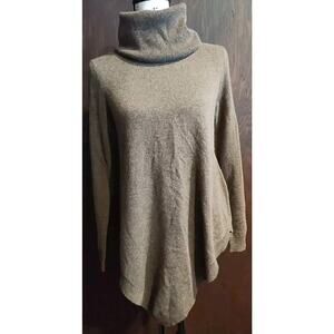 Garnet Hill 100% Cashmere Sweater Asymmetrical Turtleneck Pullover Size XS Brown